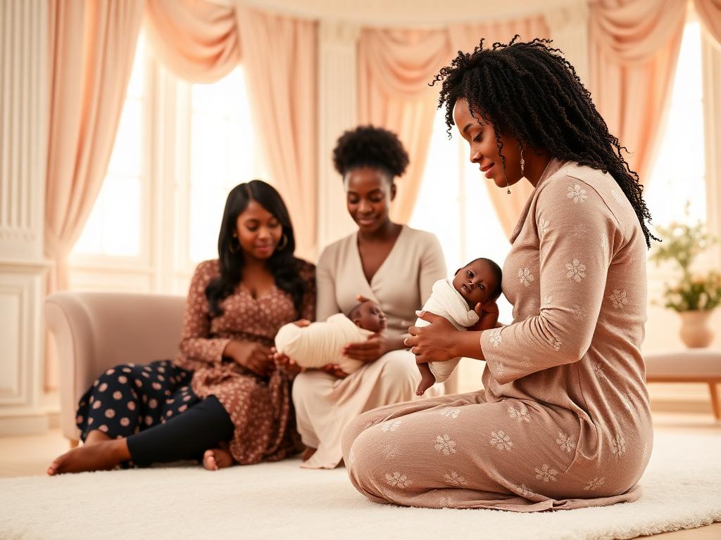 Instructor demonstrating newborn care to a class of new parents